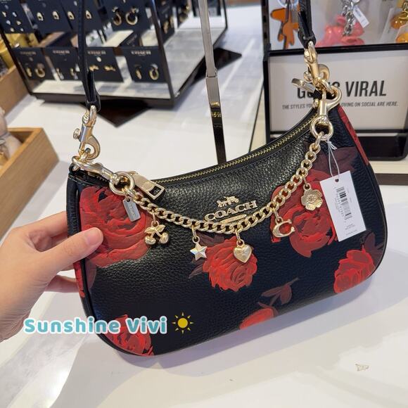 NWT COACH Bundle Swagger Chain Charms Gold CAX00 & CCE28 Teri with Floral - Picture 10 of 12